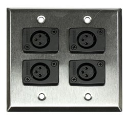 Whirlwind Wall Plate - 2 Gang Stainless Steel 4 Whirlwind WC3F Female XLRS